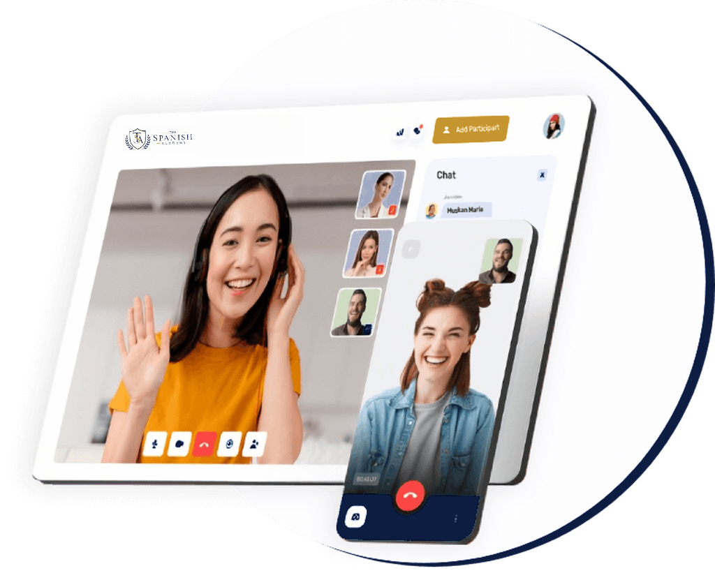 Live online Spanish lesson with teachers and students